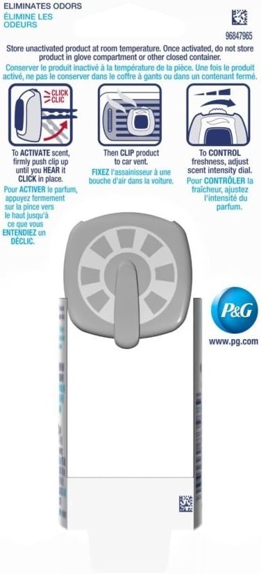 Febreze Car Vent Clip Auto, Home Office AC Air Freshener & Odor Eliminator, With Gain Original - 2 Pieces