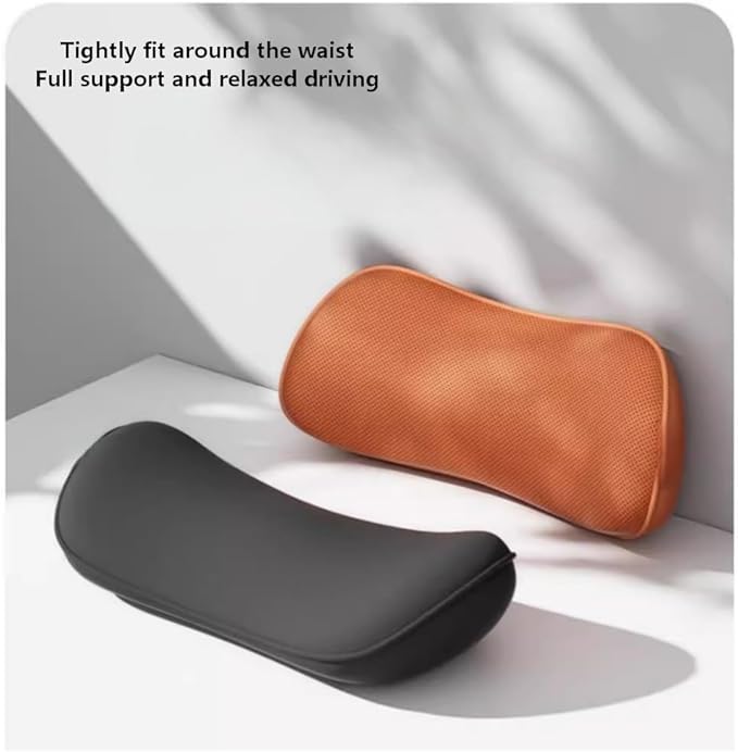 Lumbar Support Pillow for Car, Memory Foam Lumbar Pillow for Lower Back Pain Relief - Back Cushion for Driving, Chair Support for Car-Office Chair, SUV Waist Pillow - Black