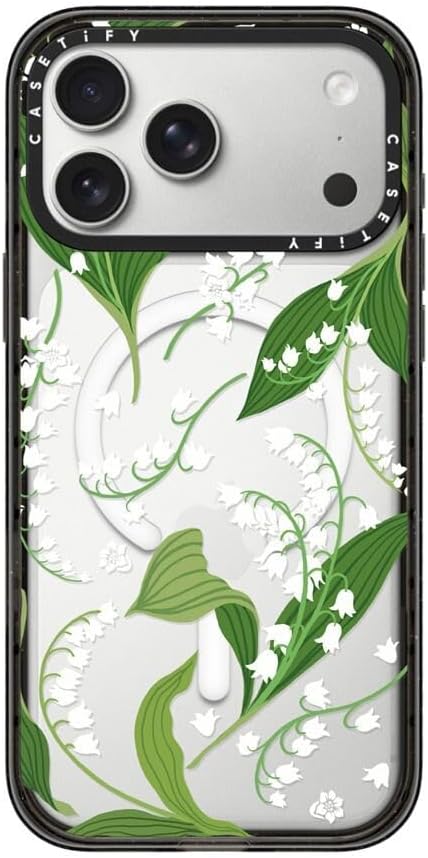 CASETiFY Impact iPhone 17 Pro Max Case [Slim/Compatible with Magsafe / 8.2 ft. 4X Military Grade Drop Protection] - Lily of The Valley - Clear Black