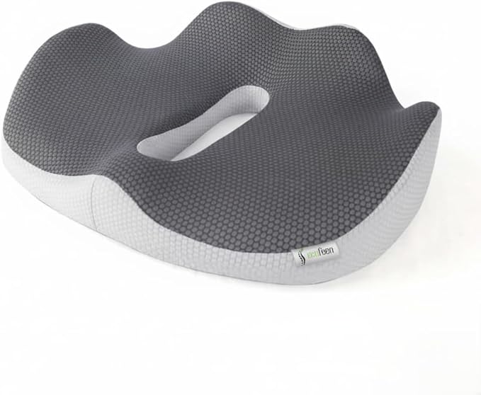 Seat Cushion for Office Chair Orthopedic Memory Foam Coccyx Support Pad Sciatica Pain Relief Tailbone Back Comfort Posture Alignment Pressure Massage Home Car Work” Gray