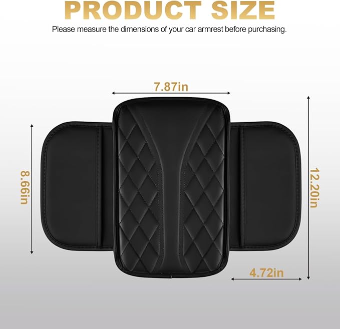 Center Console Cover Fit for 4Runner Scratch & Wear Resistant Waterproof Middle Console Cover with 2 Storage Bags(Black)