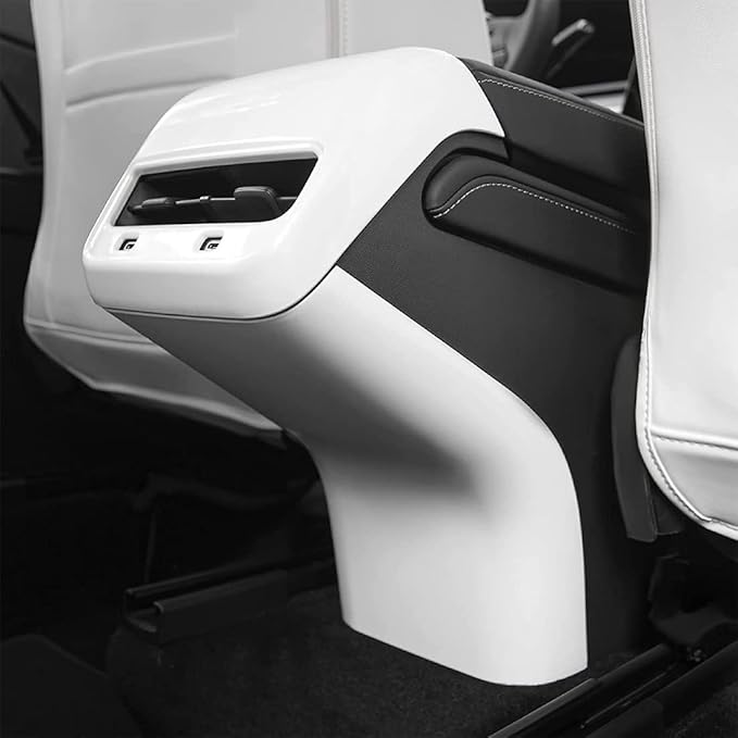 Rear Center Console Kick Protector Pad Cover Rear Air Condition Vent Outlet Anti Kick Trim Panel for 2017-2023 Tesla Model 3 Y AC Vent Lower Anti-Dirty Panel Decorative White Interior Accessories