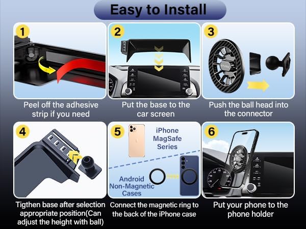 Magnetic Phone Mount for Cadillac Lyriq 2023-2025 Accessories, XT4 2024 2025, CT5 2025, Optiq 2025, 33-Inch Screen Fixed Clip, Cell Phone Base Automobile Cradles Magnets Phone Holder for MagSafe