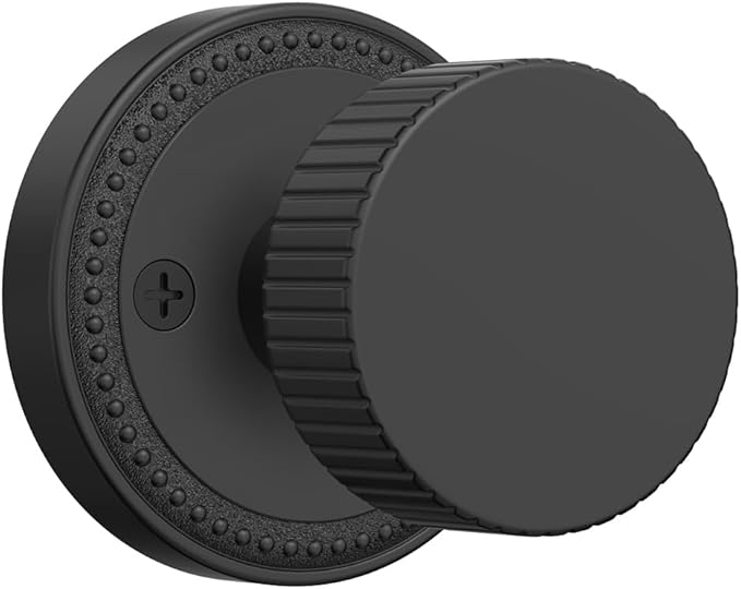 Asidrama 1 Pack Passage Black Door Knob with Lock. Matte Black Door Knobs Interior for Bedroom or Bathroom, Heavy Duty Matte Black Door Handle for Left Right Sided Doors