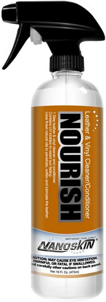 Nanoskin NOURISH One Step Leather Cleaner & Conditioner 16 Oz. – Revitalizes All Types of Leather: Furniture, Auto Interiors, Shoes, Bags | Suitable for Natural, Synthetic, Pleather & more
