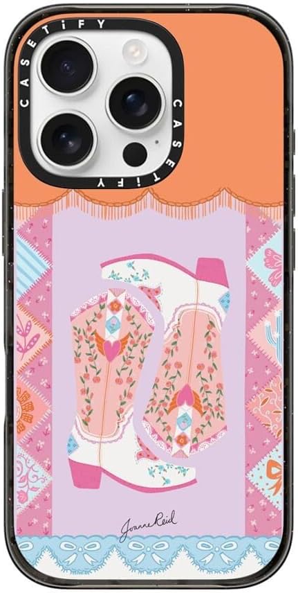 CASETiFY Impact Case for iPhone 16 Pro [8.2ft 4X Military Grade Drop Protection/Compatible with Magsafe] - Cowgirl Boots - Clear Black