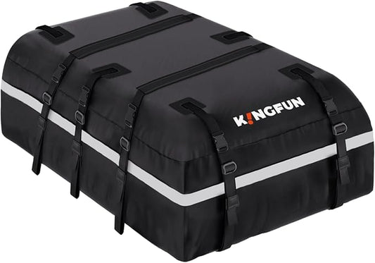 Car Rooftop Cargo Carrier Bag, Waterproof 20 Cubic Feet Car Roof Luggage Carrier for All Vechicles with/Without Racks, Includes Anti-Slip Mat, 8 Reinforced Straps, 6 Door Hooks, Luggage Locks (Black)