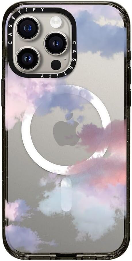 CASETiFY Impact iPhone 15 Pro Max Case [4X Military Grade Drop Tested / 8.2ft Drop Protection/Compatible with Magsafe] - Cloud Prints - Clouds - Clear Black