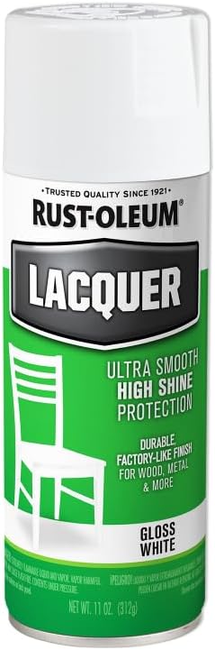 Rust-Oleum 1904830 Lacquer Spray Paint, 11 oz, Gloss White, (Pack of 1)