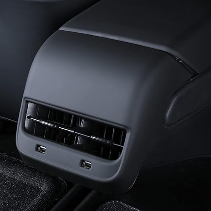 Black AC Vent Cover Rear Center Console Air Vent Covers Car Rear Armrest Box Air Conditioning Vent Outlet Trim Frame for Tesla Model 3 & Model Y, Interior Accessories