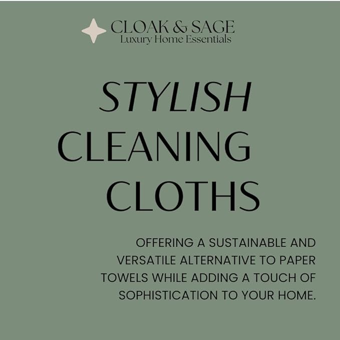 Microfiber Cleaning Cloths 13x13 – Lint-Free, Streak-Free Reusable Towels for Kitchen, Glass, Bathroom & Car | Cloak & Sage