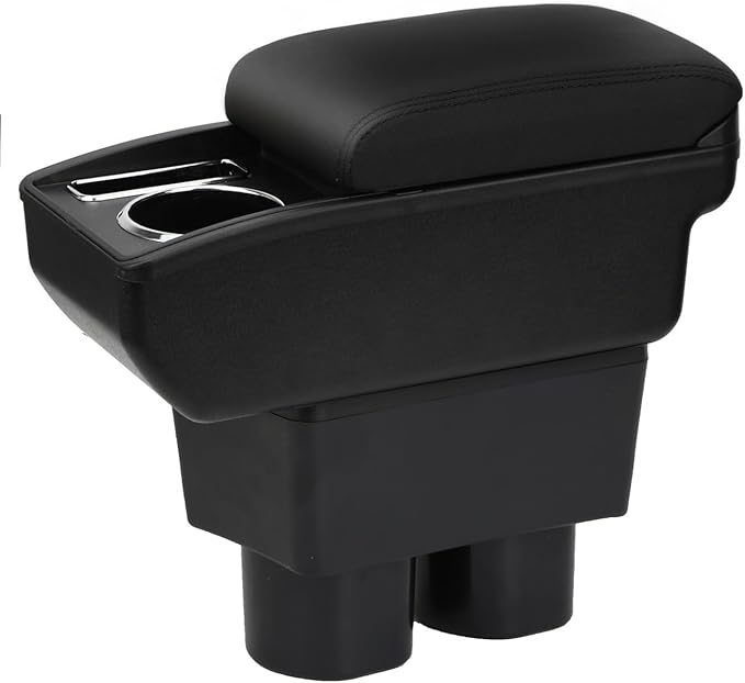 AULPHIKE Compatible with Nissan Versa Armrest 2007-2011 Center Console Organizer Armrests Double Layer Storage Space with Cup Holder