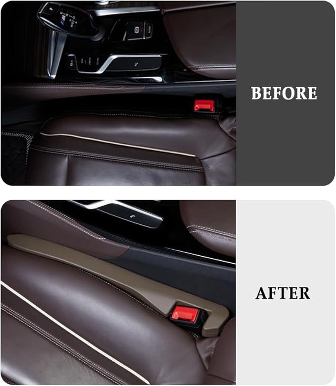 IHOTDER Car Seat Gap Filler,Super Flexible Car Side Seat Gap Filler Car Accessories for Women & Men,Universal CCar Organizer Between Seats for Tightly Filling Seat Gaps(Brown/2PCS)