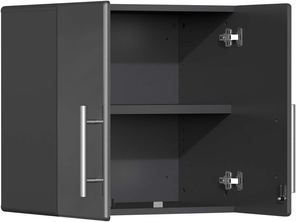 Ulti-MATE UG22082G 8-Piece Garage Cabinet Kit with Bamboo Worktop in Graphite Grey Metallic