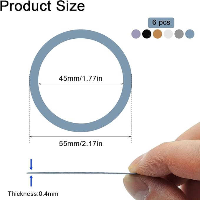 6 Colors Universal Metal Rings Compatible with Magsafe Magnetic Wireless Charger, Adapter Ring Sticker for Cell Phone Case Magnet Wireless Charging, Compatible with iPhone 17/16/15/ Samsung Galaxy