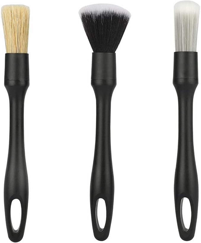 3 in 1 Car Detail Brush Set Wheel Tire Rim Spoke Grill Engine Bay Cleaning Tool for Cleaning Wheels, Interior, Exterior, Leather Accessory