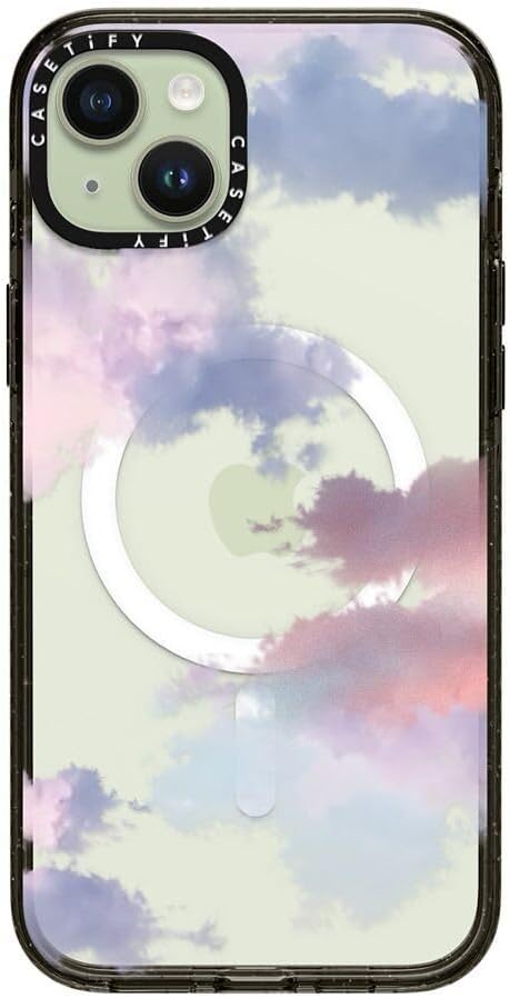 CASETiFY Impact iPhone 15 Plus Case [4X Military Grade Drop Tested / 8.2ft Drop Protection/Compatible with Magsafe] - Cloud Prints - Clouds - Clear Black