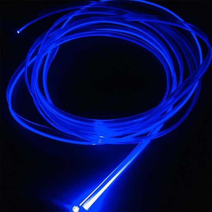 3m/9.8ft 5m/16ft Car Home LED Strip Ambient Light 2mm Plastic Optic Fiber Cable Skirt Tube Kit with 12V LED Light Source Illuminator (Blue,3m/9.8ft)