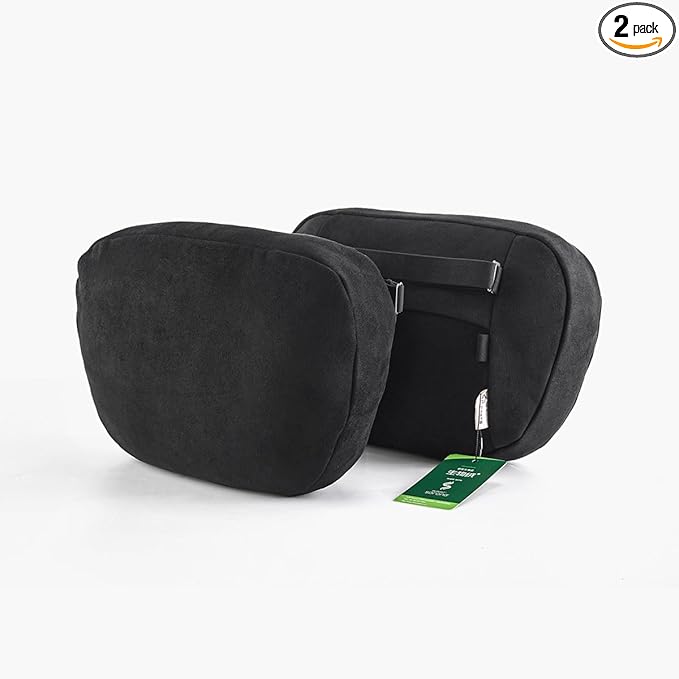 TPARTS Headrest Neck Pillow for Tesla Model 3/Y/X/S, Soft Faux Suede Fabric Car Neck Support Pillow Cushion for Traveling (Filled with Dupont Sorona Fiber)-Set of 2 Black