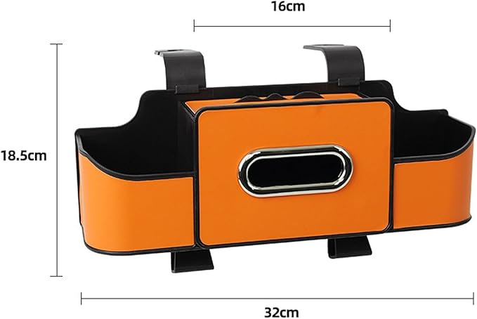 3-in-1 Car Backseat Organizer with Dual Cup Holders, Seat Back Storage Box, Built-in Tissue Holder, Adjustable Universal Design for Neat and Practical Car Interior Storage (Brown)