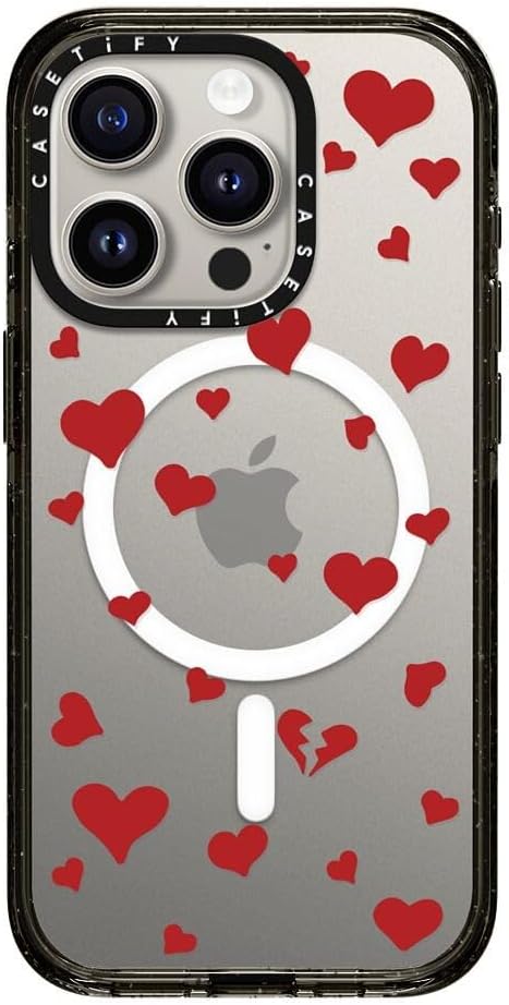 CASETiFY Impact iPhone 15 Pro Case [Slim/Compatible with Magsafe / 8.2 ft. 4X Military Grade Drop Protection] - Lost in Love - Clear Black