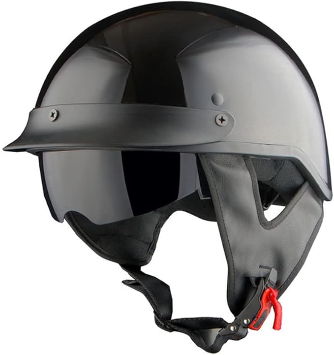1Storm Motorcycle Half Face Helmet Mopeds Scooter Pilot with Retractable Inner Smoked Visor