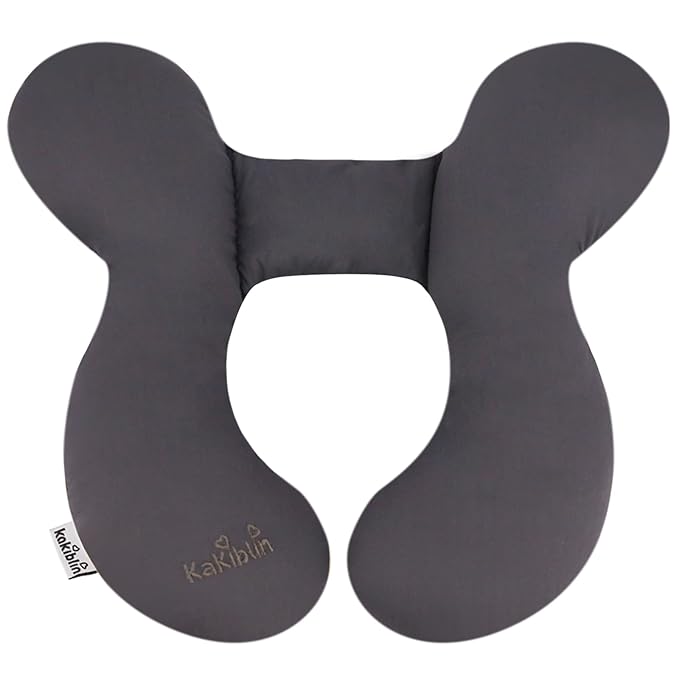 KAKIBLIN Baby Travel Pillow, Upgraded Baby Neck Pillow for Car Seat, Head Support Pillow for Car Seat, Stroller, Pushchair, Grey