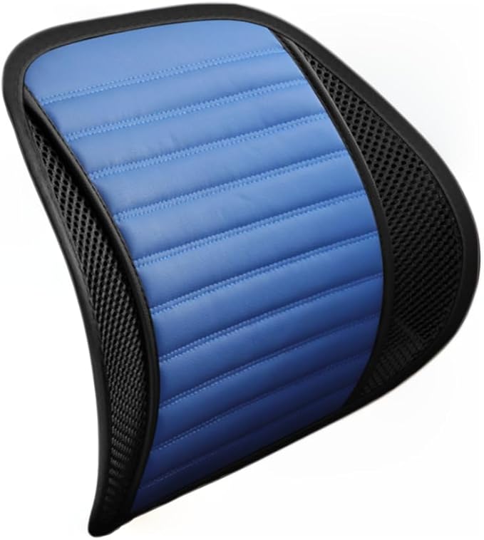 Premium Car Interior Back Support - Versatile Lumbar Cushion for Driver Seat with Breathable Fabric and Adjustable Strap. (1, Blue)