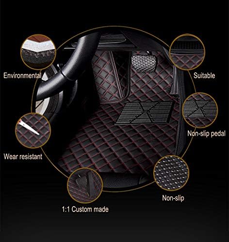 Custom Car Floor Mat Compatible with BMW Mercedes-Benz Toyota Cadillac Lexus Honda Infiniti Nissan Hyundai Kia Audi All Models Cars Sedans SUVs Automotive Mats (Black and Yellow bar)