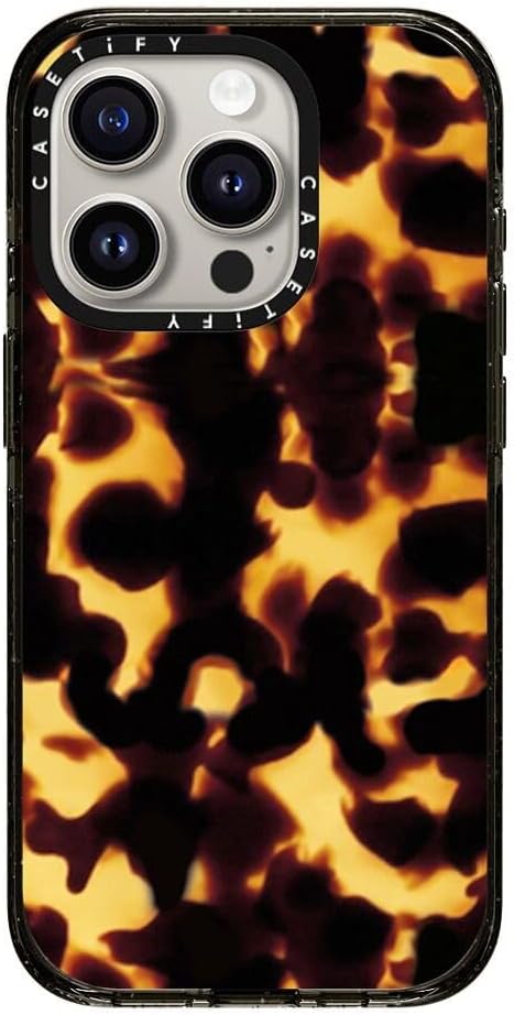 CASETiFY Impact Case for iPhone 15 Pro [8.2ft 4X Military Grade Drop Protection/Compatible with Magsafe] - Tortoiseshell - Clear Black