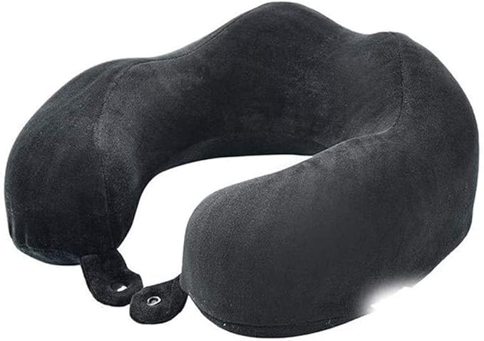 Travel Neck Pillow Sleep Kit - 100% Memory Foam Travel Pillow, Car Airplane Travel Pillow Neck Pillow Nap Lunch Break Student Memory Foam U-Shaped Pillow (Color : Black)