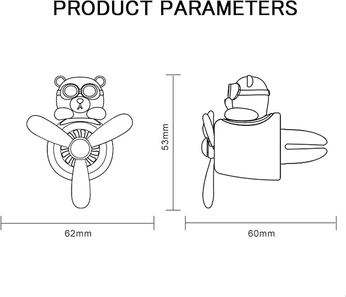 2 Pieces Car Air Fresheners, Cute Bear Pilot Car Diffuser, Propeller Air Outlet Vent Fresheners, Suitable for Automotive Interior Decoration (dog（A+B）)