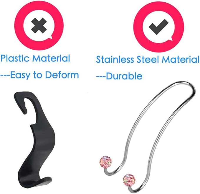 SAVORI Auto Hooks Bling Car Hangers Organizer Seat Headrest Hooks Strong and Durable Backseat Hanger Storage Universal for SUV Truck Vehicle 2 Pack (Pink)