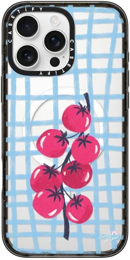 CASETiFY Impact Case for iPhone 16 Pro Max [8.2ft 4X Military Grade Drop Protection/Compatible with Magsafe] - Tomatoes - Clear Black