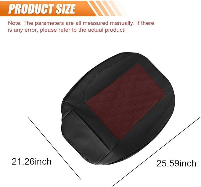 Luxury Faux Leather Car Seat Cover, Anti-Slip Waterproof Universal Front Bottom Seat Protector with Storage Pocket, Triangular Pattern Vehicle Seats Cushion for Sedans, SUVs, Trucks (Black&Red)