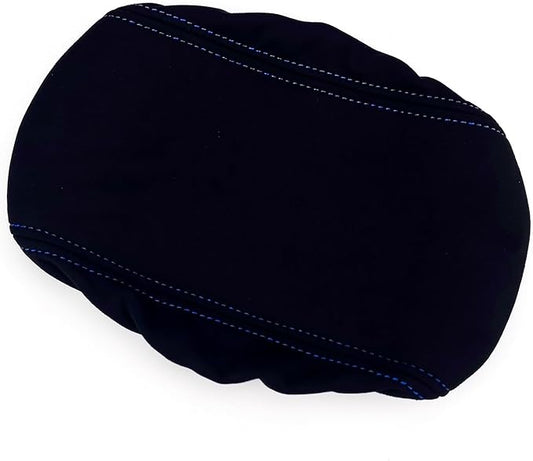 1 Piece Memory Foam Car Armrest Cushion Pad Center Console Armrest Cover Cushion Compatible with Hyundai Veloster JS N line 2019-2022 Accessories(Black Covering with Blue Line Stitches)