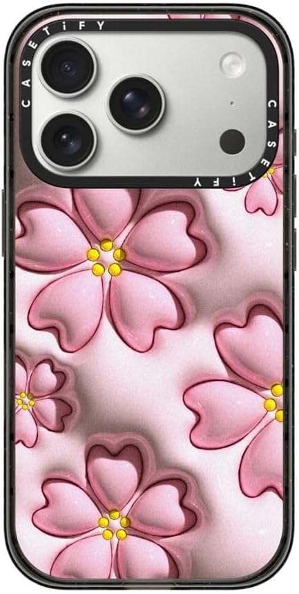 CASETiFY Impact iPhone 17 Pro Case [Slim/Compatible with Magsafe / 8.2 ft. 4X Military Grade Drop Protection] - Sakura - Clear Black