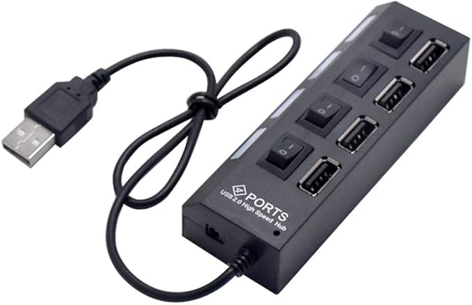 HOMSFOU 2pcs 4 4-Port USB Hub Laptop USB Port Expander Splitter for Keyboard Mouse Webcam Mp3 Player Etc