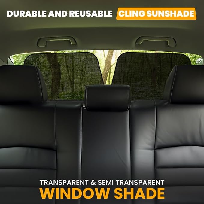 EcoNour Car Side Window Shades for Baby | 4 Pack - Car Window Sun Blocker Shades for Kids | Foldable Cling Window Cover Protects UV & Heat Glare | Window Shade for Privacy | Medium (21"x12")