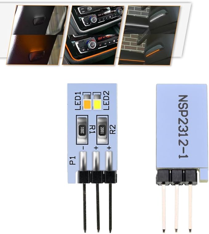 NJSBYL 2PCS LED Ambient Lighting Circuit Board Replacement for B-MW 2 3 4 5 7 M2 M3 M4 X5 X6 X7 Pre-LCI LCI Courtesy Rear Pillar Front Seatback Atmosphere Module Orange-White