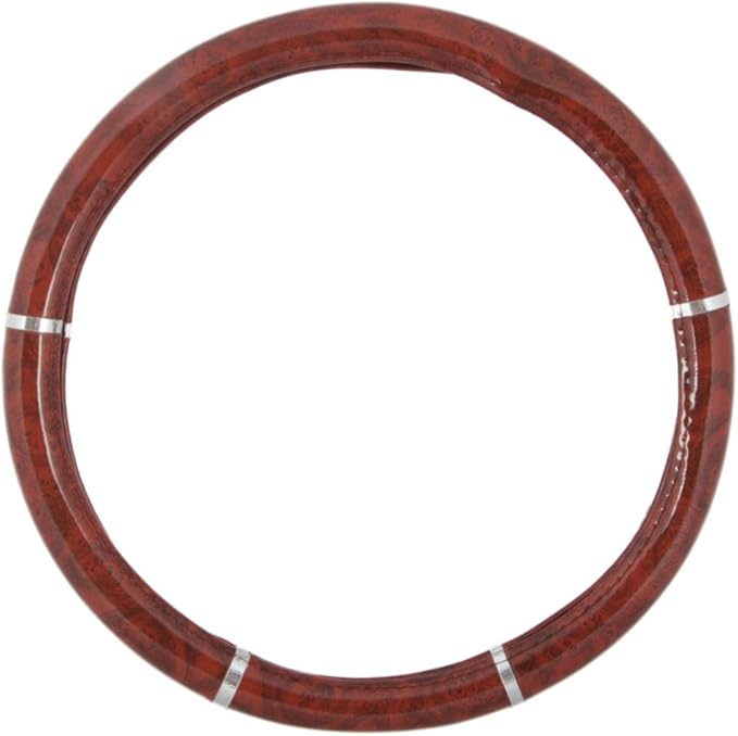 BDK Dark Wood Grain Car Steering Wheel Cover, Standard 15 inch Size, Made to Fit Most Auto Truck Van SUV