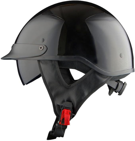 1Storm Motorcycle Half Face Helmet Mopeds Scooter Pilot with Retractable Inner Smoked Visor