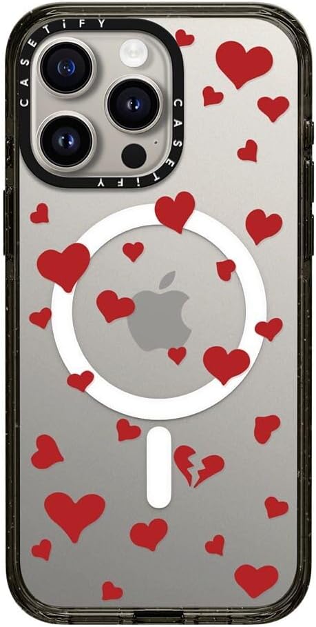 CASETiFY Impact iPhone 15 Pro Max Case [Slim/Compatible with Magsafe / 8.2 ft. 4X Military Grade Drop Protection] - Lost in Love - Clear Black