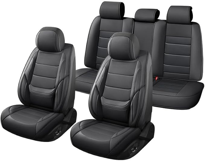 Car Seat Covers Custom Fit for Chevrolet/Chevy Sonic 2011-2020, Premium Faux Leather Waterproof Car Seat Protectors with Lumbar Support, Breathable Anti-Slip Easy to Install(Black,Full Set)