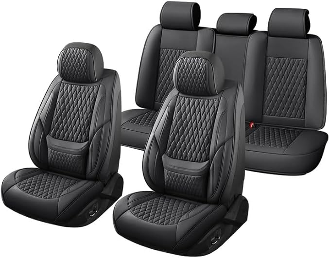 Car Seat Covers Full Set Custom Fit for Buick Envision 2016-2026 - Premium Faux Leather with Lumbar Support | Breathable, Waterproof, Anti-Slip, Durable (Black,Full Set)