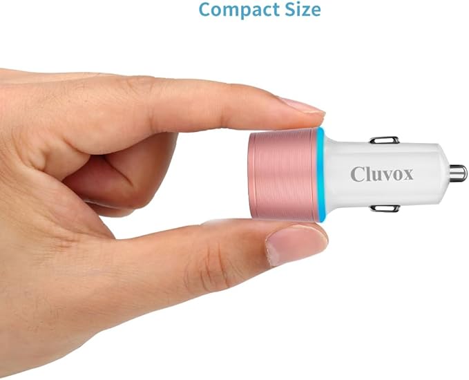 Fast USB Car Charger for Samsung Galaxy A56/A55/A54/A53/A50/A17/A16/A15/A14/S26/S25/S24/S23/S22 Plus/Ultra/Note 20/A21/A31/A51 Quick Charge 3.0 Dual USB Rapid Car Charger with Type C Cable 3.3ft-Pink