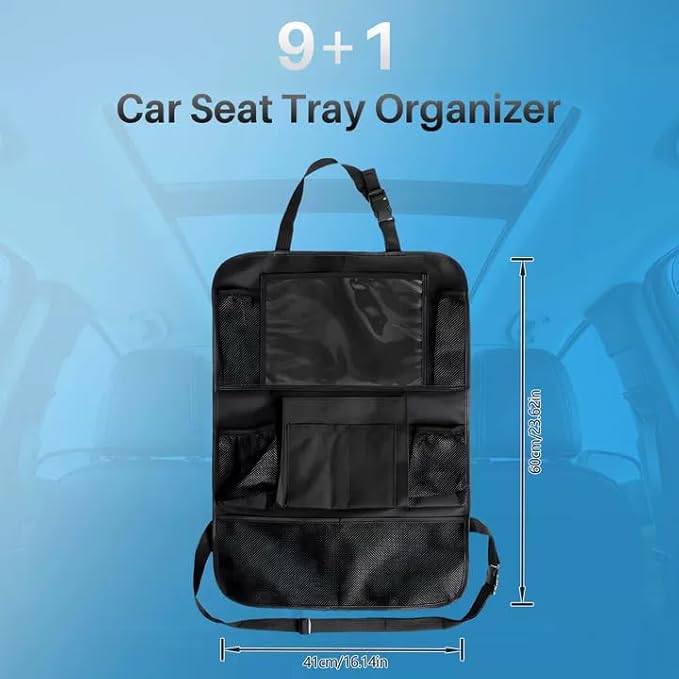 2 PCS Backseat Car Organizer With Clear 10" Tablet Holder And 10 Storage Pockets, Seat Back Protector, Car Organizer Back Seat for Family Road Trip Essentials Travel