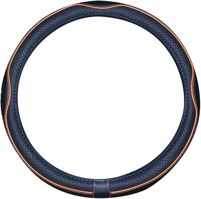 Mayco Bell Universal Standard Size Steering Wheel Cover Anti-Slip,Safety,Soft,Breathable,Durable,Full Surround,Comfortable Grip Microfiber Leather (14.5-15 inch,Black Orange)