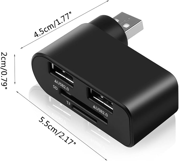 4 in 1 USB 2.0 Hub Docking Station 1 Usb2.0 480Mbps Rotatable Splitter Card Fast Reader for Laptop Notebook USB 2.0 Splitter Motherboard for Laptop Hub for Pc