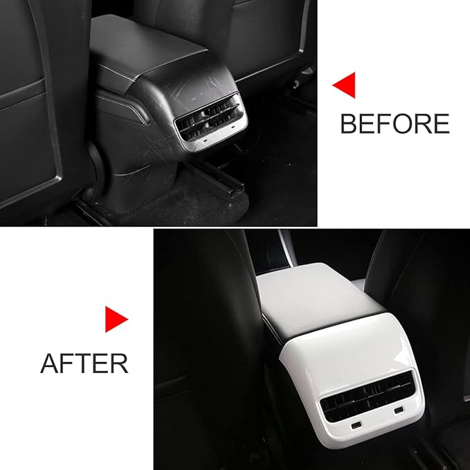 White AC Vent Cover Rear Center Console Air Vent Covers Car Rear Armrest Box Air Conditioning Vent Outlet Trim Frame for Tesla Model 3 & Model Y, White Interior Accessories
